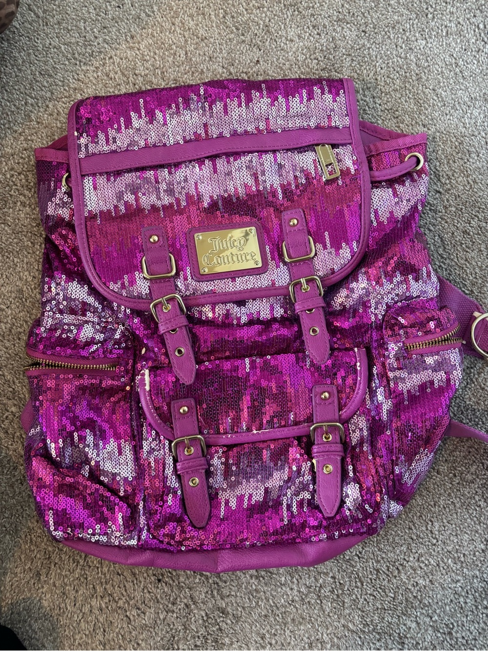 Juicy Couture Purple Sequin Backpack with Gold Plaque - Picture 5 of 5